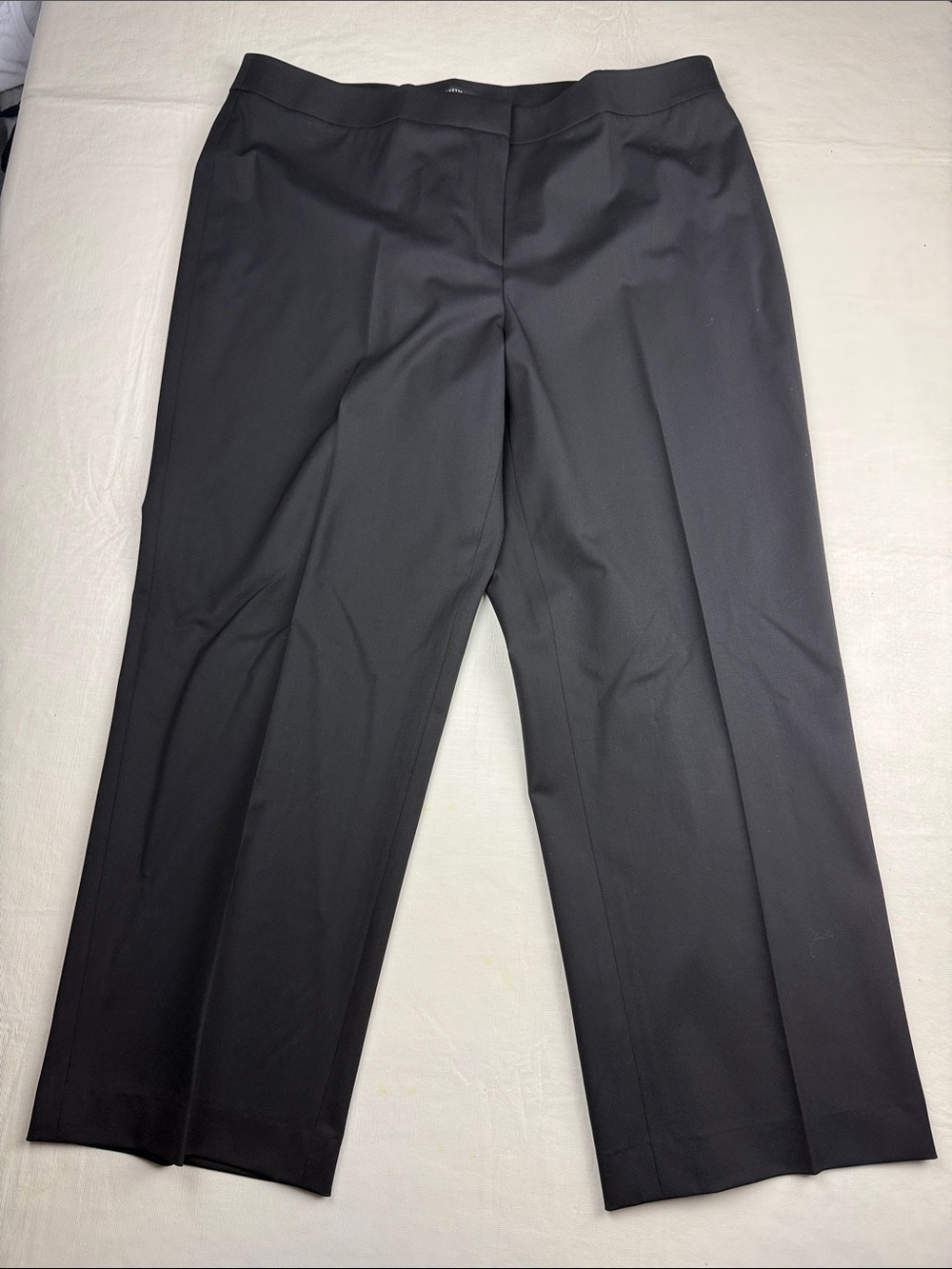 Lafayette 148 New York Black Women's Wide-Leg Trousers Flat Front Size 14P